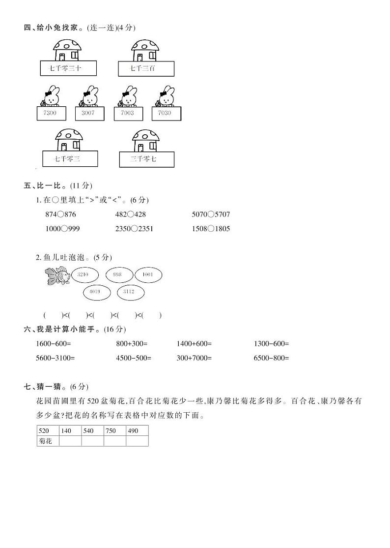 人教版二年级数学下册 第7单元综合测试卷（试卷）第2页
