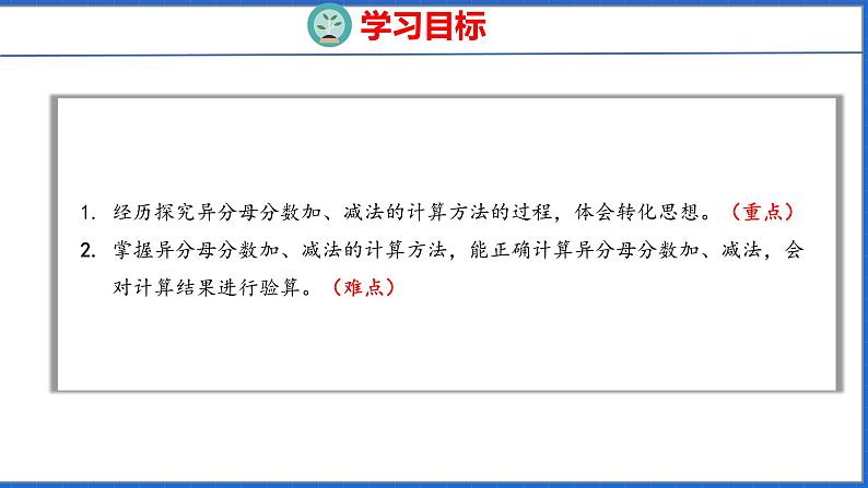 新版人教版五年级数学下册 6.2 异分母分数加、减法（课件）第2页