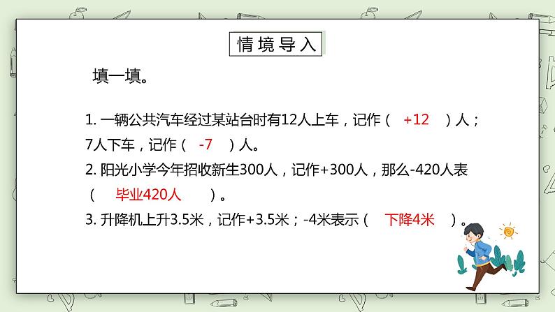 人教版小学数学六年级下册 1.3 用数轴表示正、负数 课件+教学设计+同步练习02