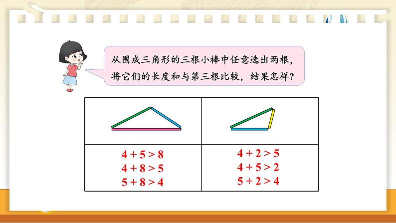 苏教版数学四年级下册 7.2三角形三边之间的关系 课件第6页