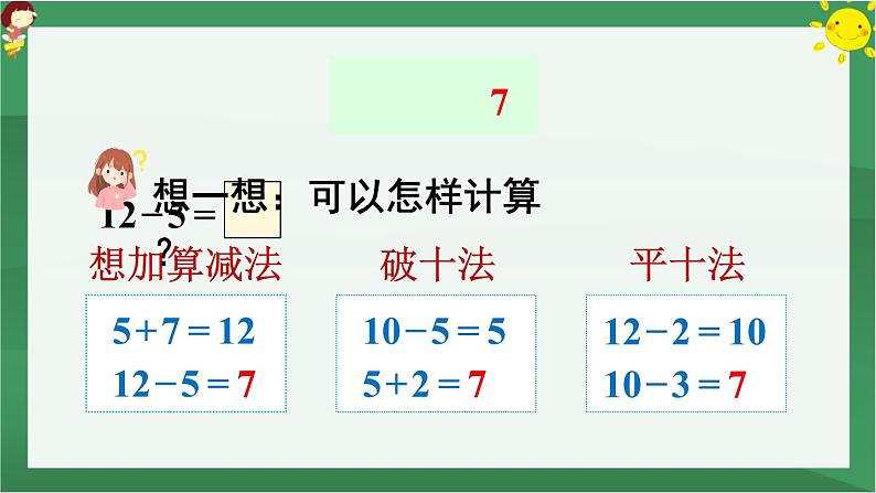 2.20以内的退位减法 第4课时 十几减5、4、3、2【课件PPT】04