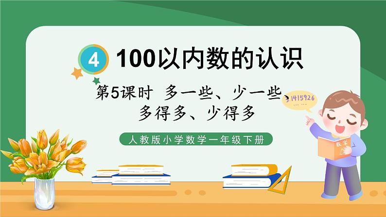 4.100以内数的认识 第5课时 多一些、少一些、多得多、少得多【课件PPT】01