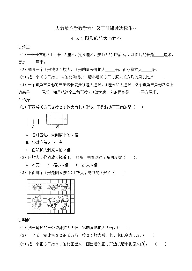 2023春人教版六年级数学下册备课资源包-4.3.4 图形的放大与缩小（例4） 课件教案练习01