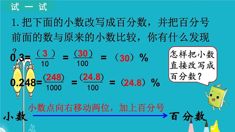 苏教版数学六年级上册 第2课时 百分数与小数的互化 课件06