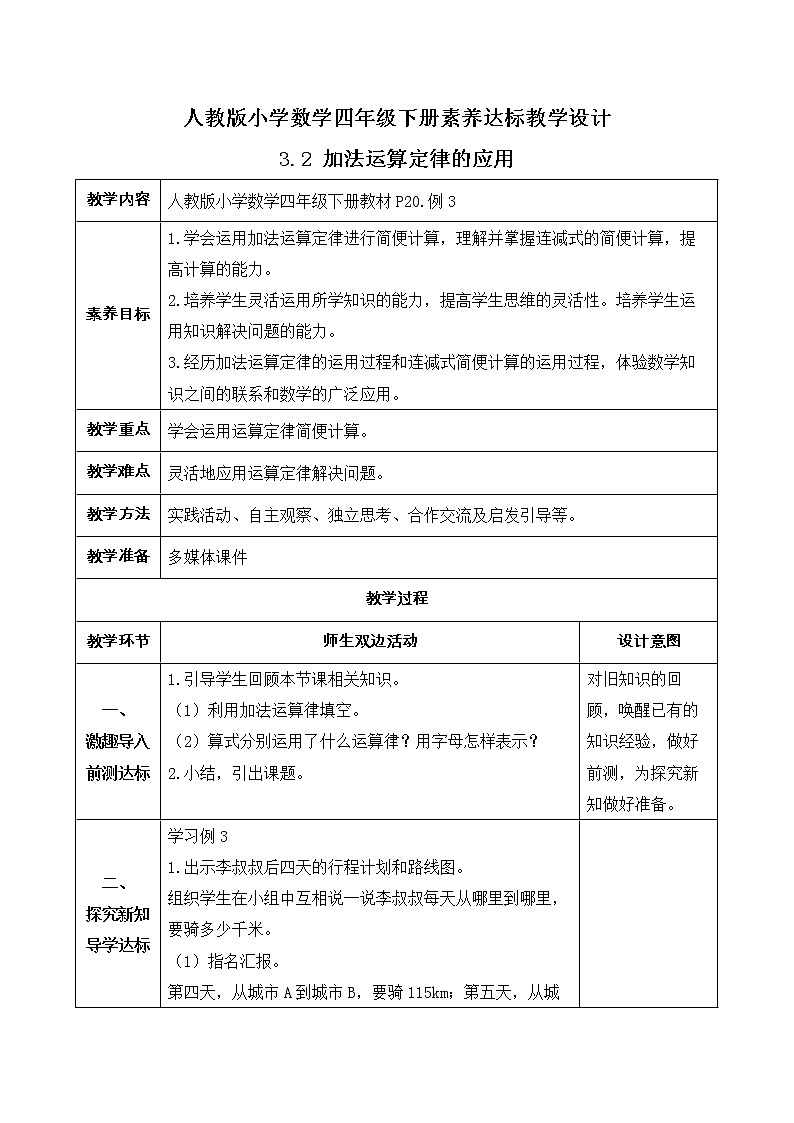 2023春人教版四年级数学下册备课资源包-3.2《加法运算定律的应用 (例3)》 课件教案练习01