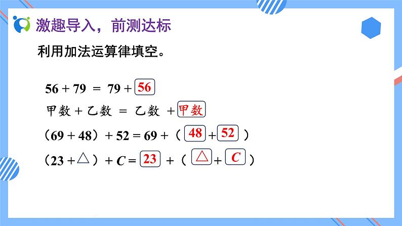 2023春人教版四年级数学下册备课资源包-3.2《加法运算定律的应用 (例3)》 课件教案练习05