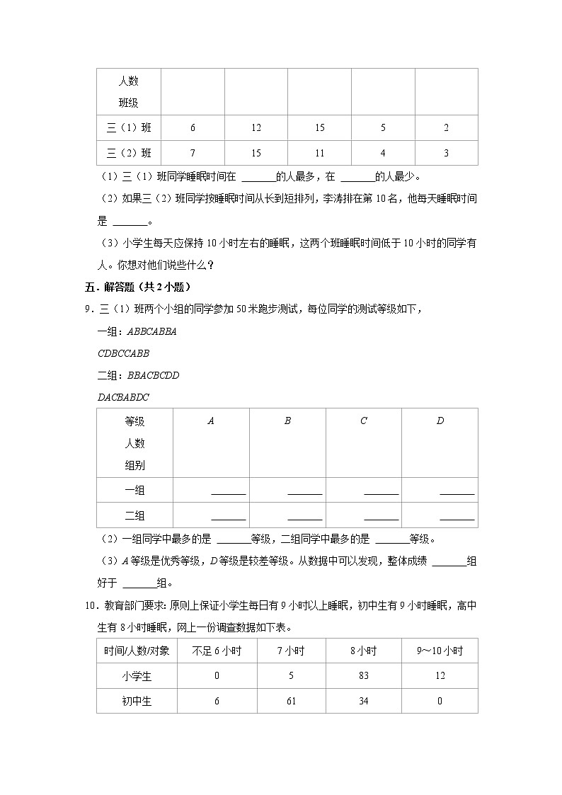(进阶篇) 人教版小学数学三年级下册同步分层作业3.1复式统计表第3页