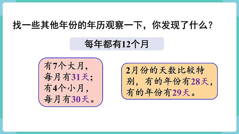 人教版三年级数学下册课件 第6单元 第1课时  认识年、月、日第7页