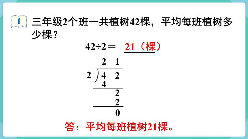 人教版三年级数学下册课件 第2单元 第4课时  两位数除以一位数（商是两位数）第6页