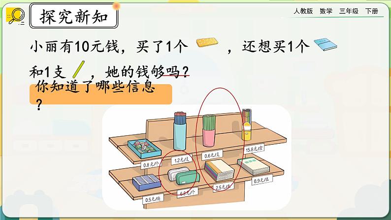 【2023最新插图】人教版数学三年级下册 7.5《简单小数的加、减法（2）》课件第3页