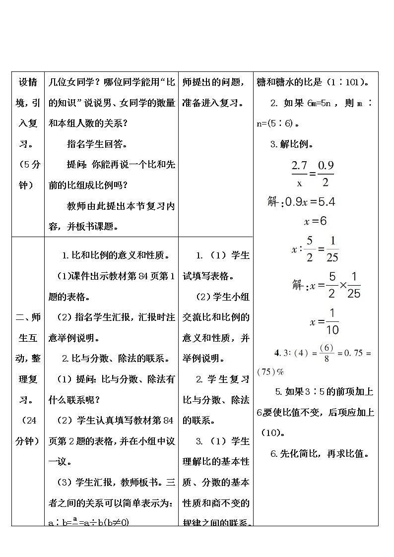 第六单元 1.数与代数 第9课时 比和比例（1）课件PPT+教案+导学案02