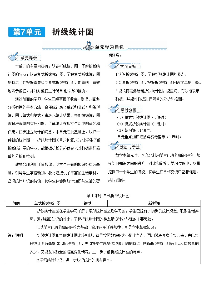第七单元 第1课时 单式折线统计图 导学案第1页