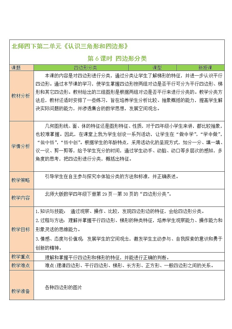 二 认识三角形和四边形 四边形分类 第6课时 课件（送教案）01