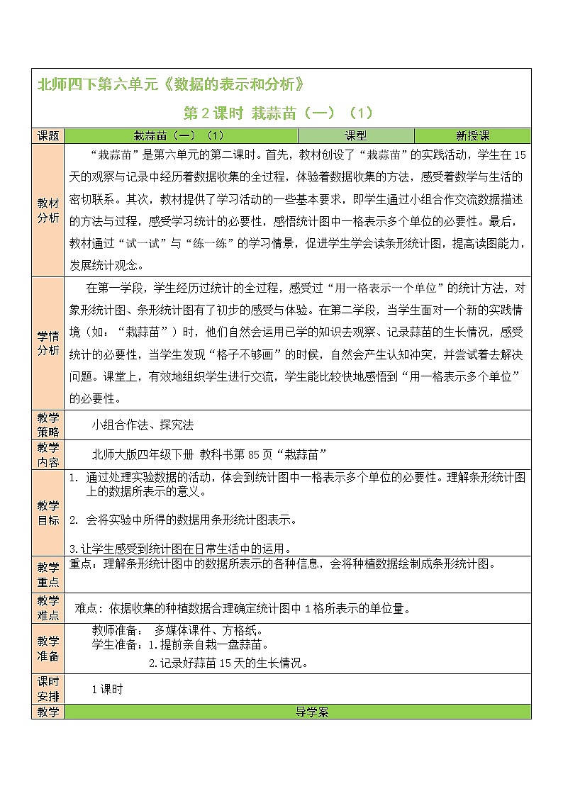 六 数据的表示和分析 栽蒜苗（一）（1） 第2课时 课件（送教案）01