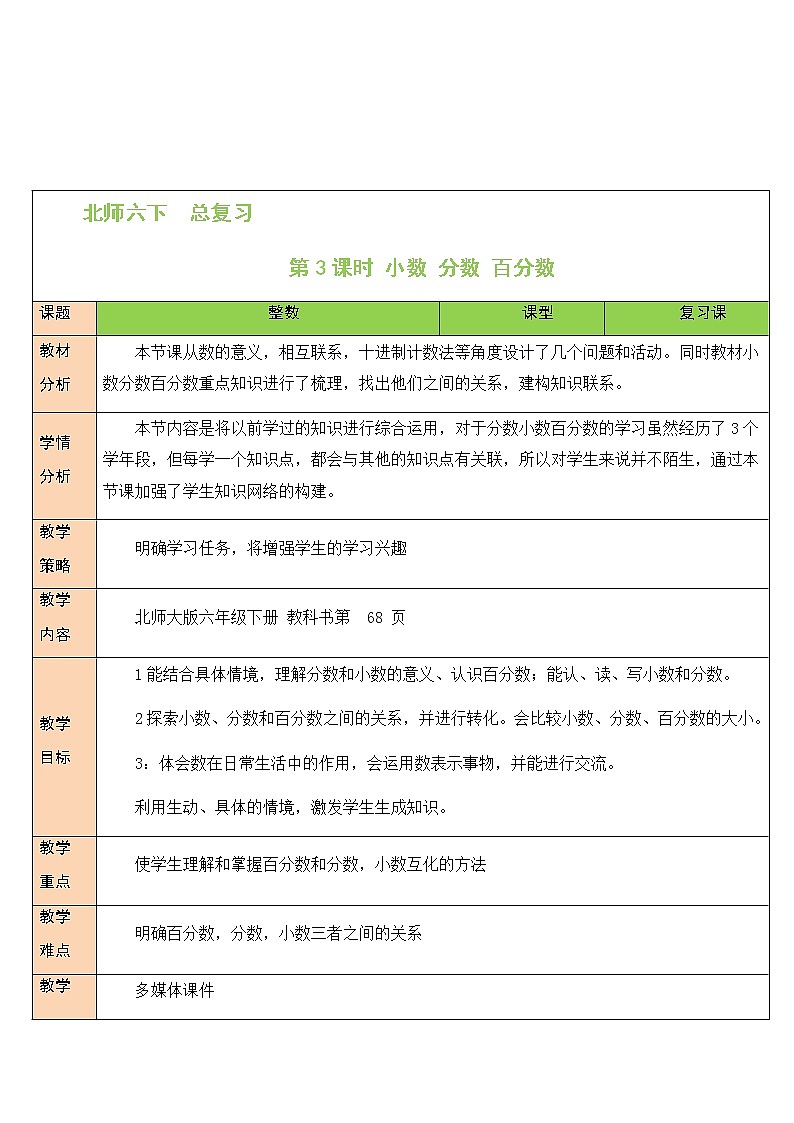 总复习专题一 数与代数 第3课时 小数、分数、百分数 课件（送教案）01