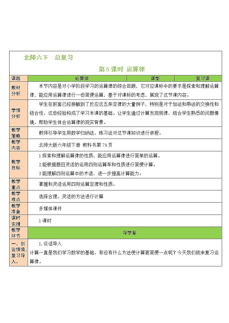 总复习 专题一 数与代数 第8课时 数的运算（四）——运算律课件（送教案）01