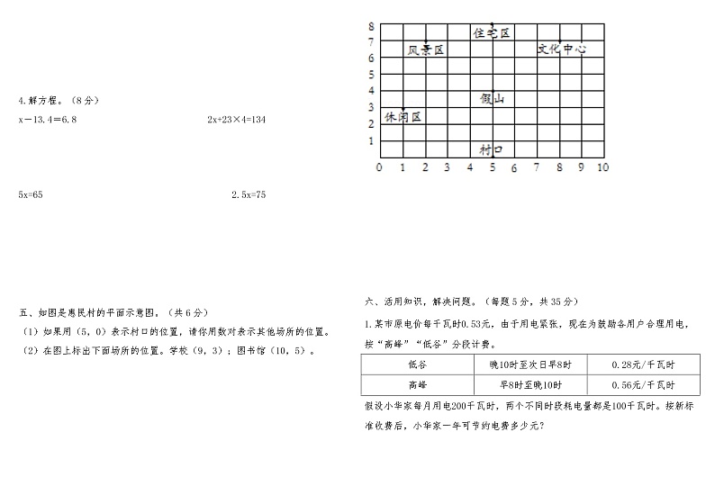 河南省信阳市息县2022-2023学年五年级上学期期末质量监测数学试题第3页