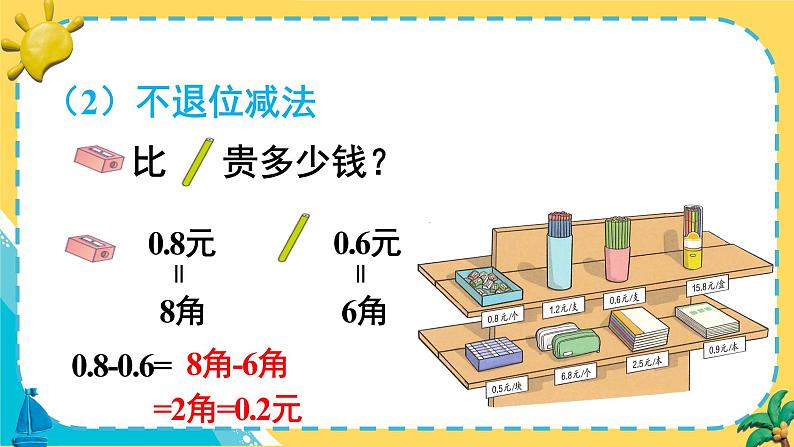 人教版小学数学三下：7.3《简单的小数加、减法》 课件+教案+导学案05