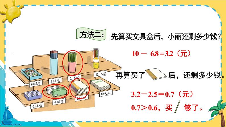 人教版小学数学三下：7.4《利用简单的小数加、减法解决问题》 课件+教案+导学案05