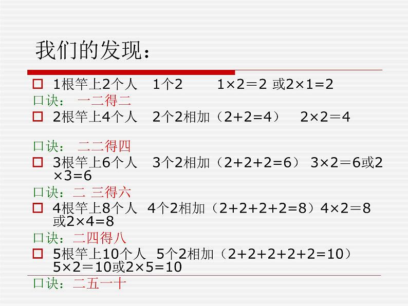 2023年秋季青岛版数学二上第二单元《看杂技 表内乘法（一）2》ppt课件第6页