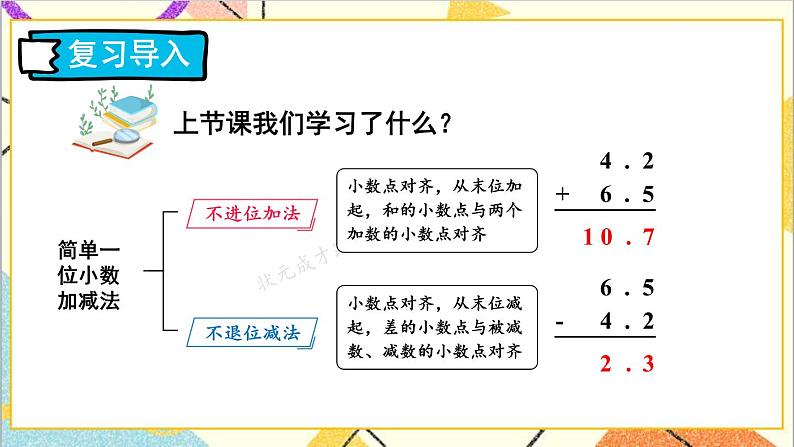 六 小数的初步认识 2.简单加减计算 第2课时一位小数的进位加法和退位减法 课件第2页