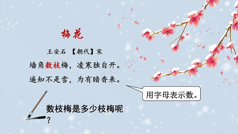 二 用字母表示数 第1课时 用字母表示数量关系 课件第1页