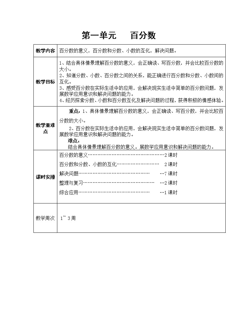 第一单元 百分数（整单元教案）01