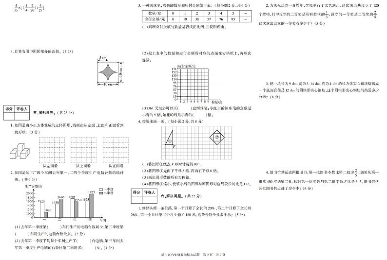 陕西省榆林市横山区2020-2021学年六年级下册期末考试数学试卷（有答案）第2页