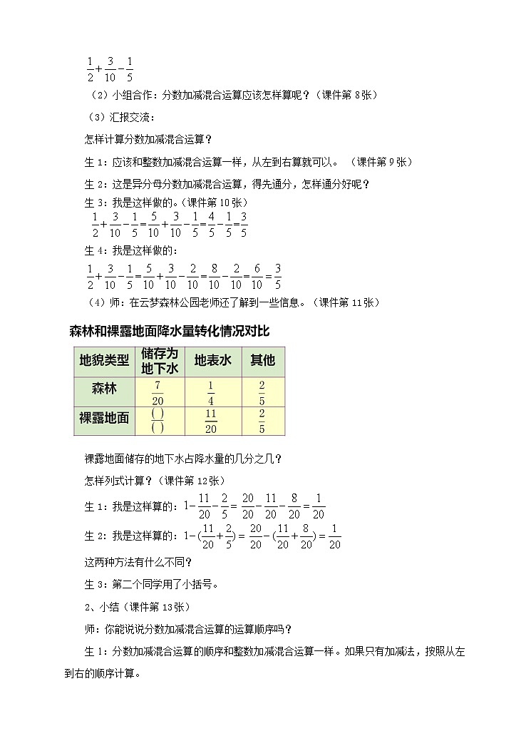 5年级数学人教版下册 25.第六单元第三课 分数加减混合运算  课件+教案+练习03