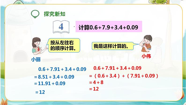 4年级数学人教版下册 26.第六单元 第三课 整数加法运算定律推广到小数 课件+教案+练习06