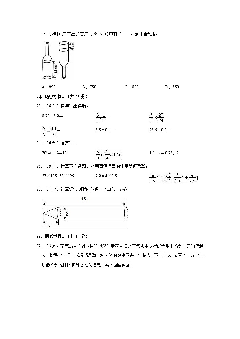 2021年陕西省安康市旬阳县小升初数学试卷03