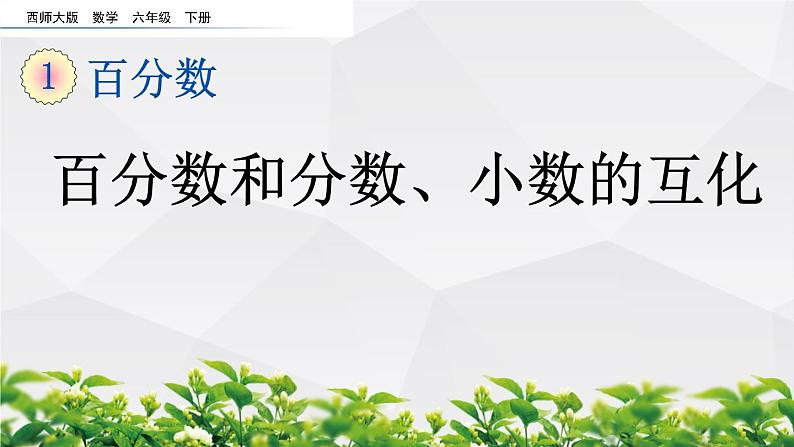 新西师大版数学六年级下册课件：1.4 百分数和分数、小数的互化01