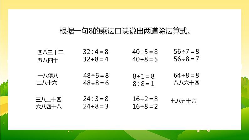 【苏教版】二年级上册表内乘法和除法二用8的口诀求商教学PPT课件第8页