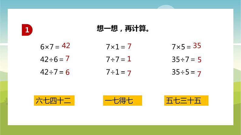 【苏教版】二年级上册数学表内乘法和除法二用7的乘法口诀求商教学PPT课件第7页