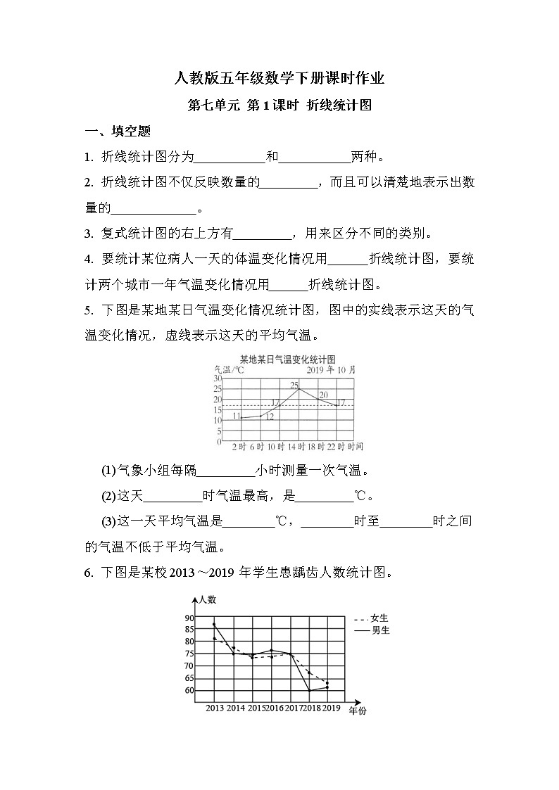 第七单元 第1课时 折线统计图（课时练习题）01