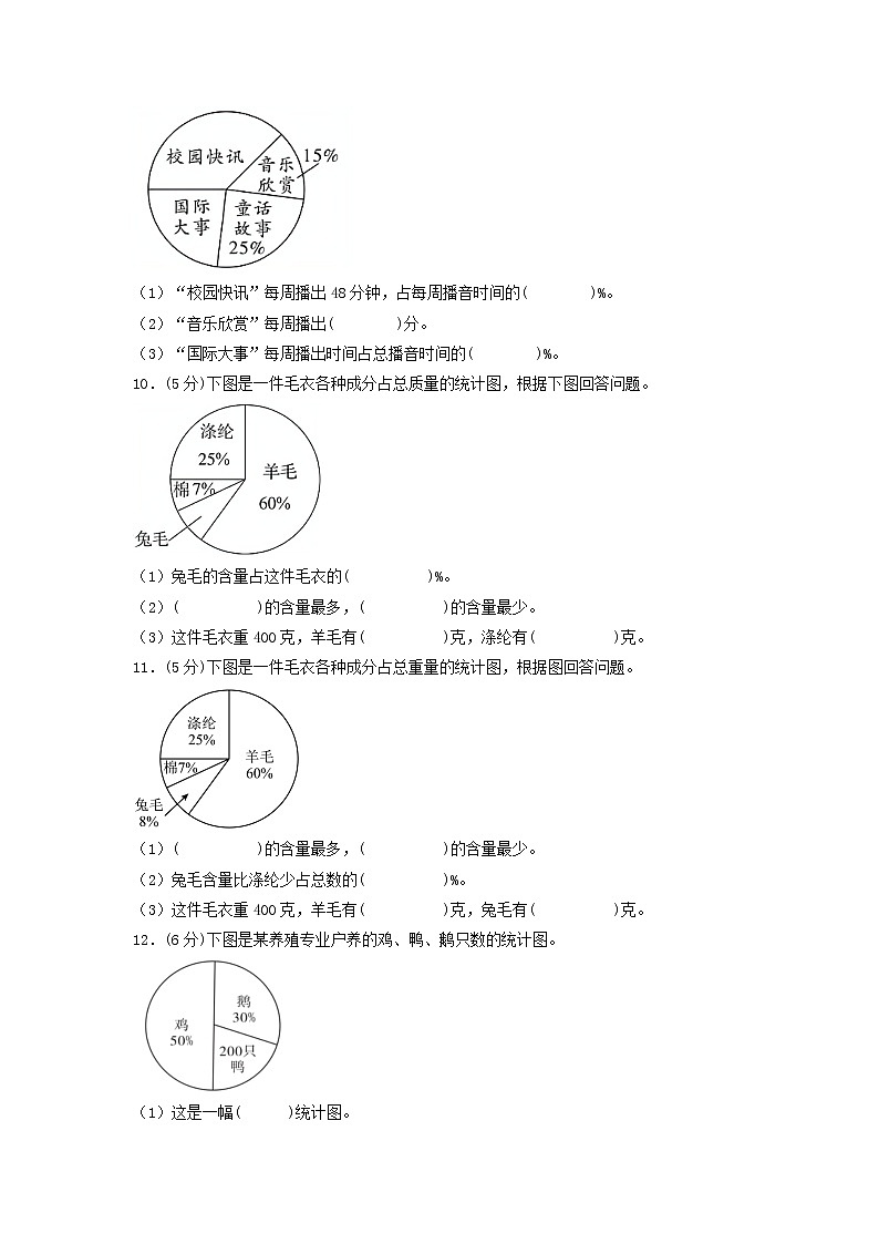 第一单元 扇形统计图（培优篇）—— 2022-2023年六年级下册数学单元卷：基础+培优（苏教版）（含答案）第3页