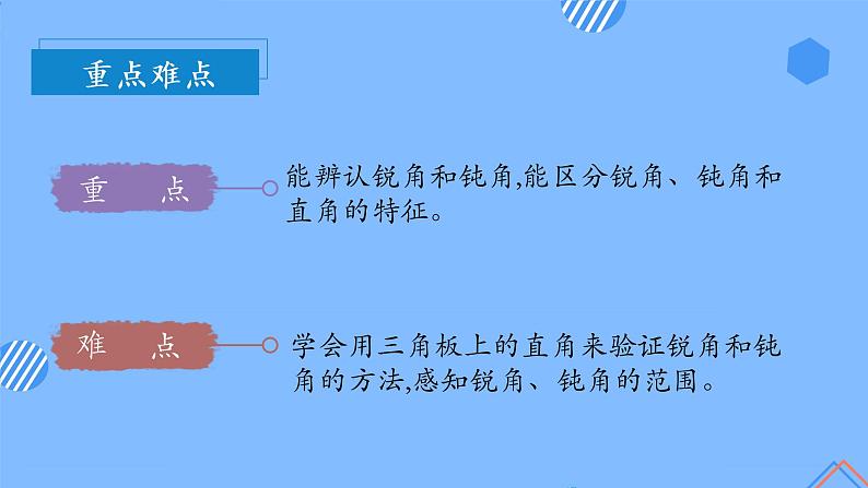 第三单元 第03课时 认识锐角和钝角 课件+教案+分层练习+学案  人教版数学二上03