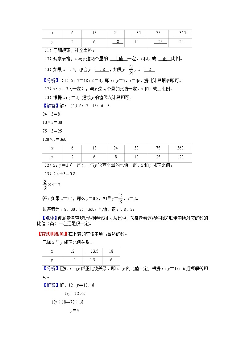 第四单元 正比例与反比例——2022-2023学年六年级下册数学北师大版知识点总结+练习学案（教师版+学生版）02