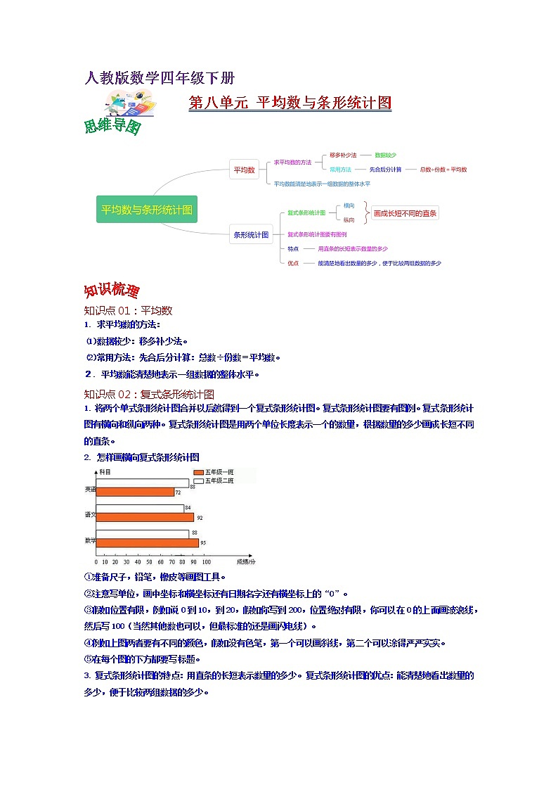 第八单元 统计——2022-2023学年四年级下册数学人教版知识点总结+练习学案（教师版+学生版）01