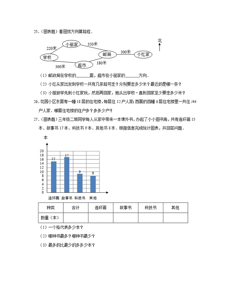 2022-2023学年江苏省宿迁市三年级下册数学期中模拟试卷（A卷B卷）含解析第3页