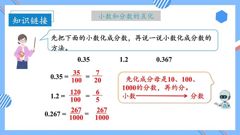 第六单元_第02课时_百分数与小数，分数的互化例1（教学课件）-六年级数学上册人教版第8页