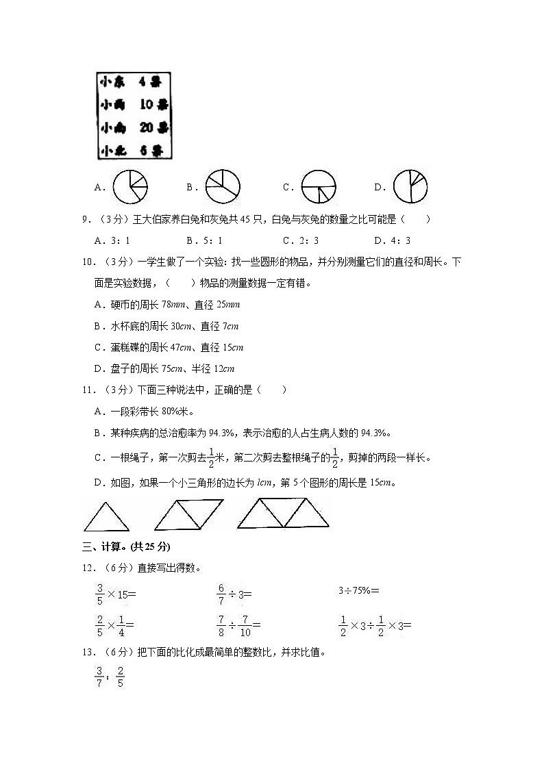 2022-2023学年山东省菏泽市郓城县六年级（上）期末数学试卷02