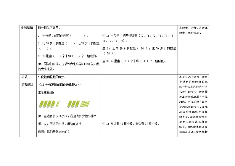 人教版小学数学一年级下册第四单元第4课时《比较大小》示范课教案03