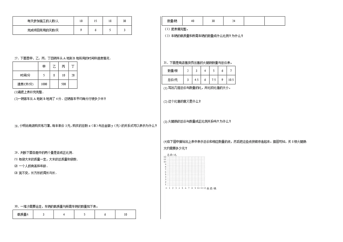 第四单元正比例与反比例（提高卷）-六年级下册数学高频考点单元培优卷（北师大版）第2页