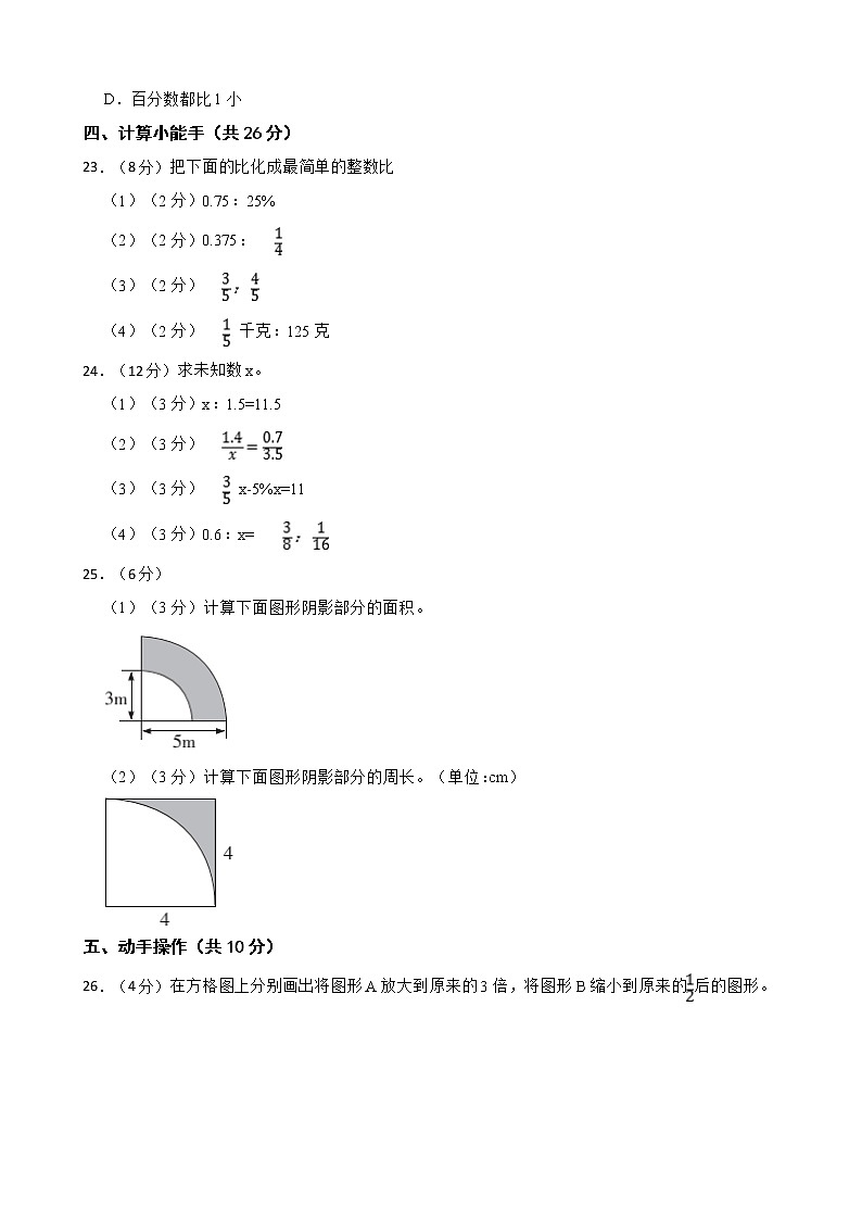 河北省邢台市任泽区2022-2023学年六年级上学期数学期末质量评价 试卷03