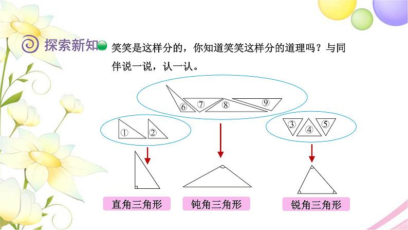 北师大版四年级数学下册第2单元2三角形分类教学课件05