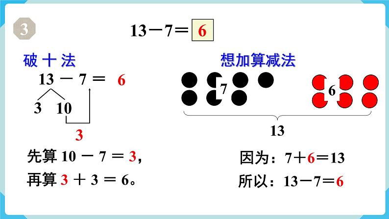 人教一下数学第2单元第3课时十几减7、6课件第6页