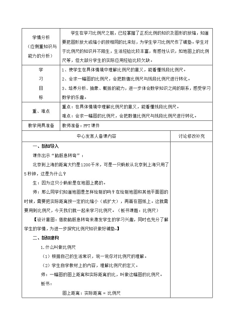 人教版数学六年级下册 4比例尺 教案第2页