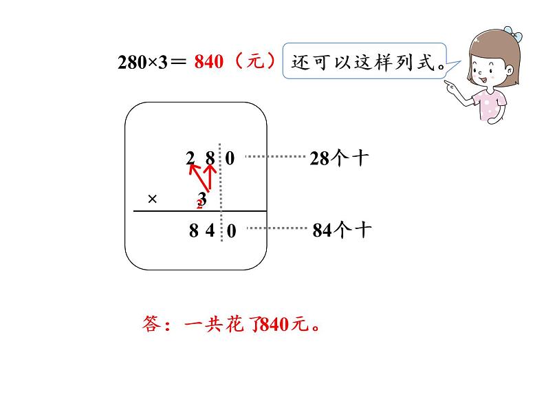 【精品】人教版三年级上册数学课件-第6单元第6课时   一个因数末尾有0的乘法第4页