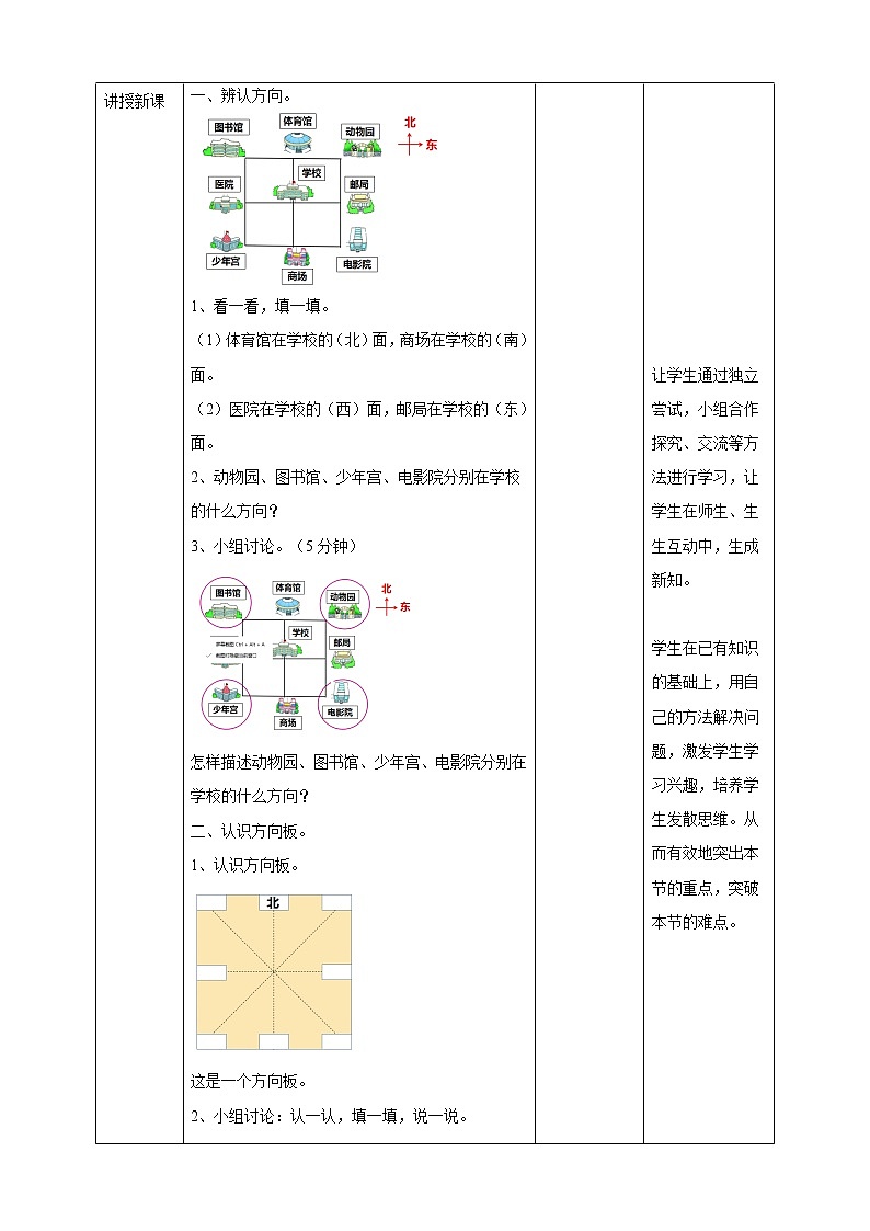 北师大版数学二年级下册 第二章 2.2辨认方向 教案第2页